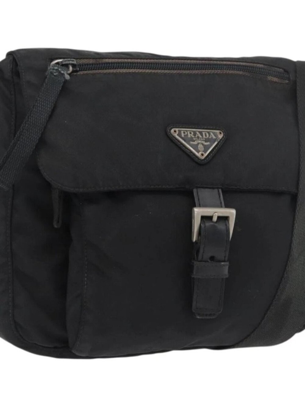 PRADA Shoulder Bag Nylon Black Silver Auth ka3998